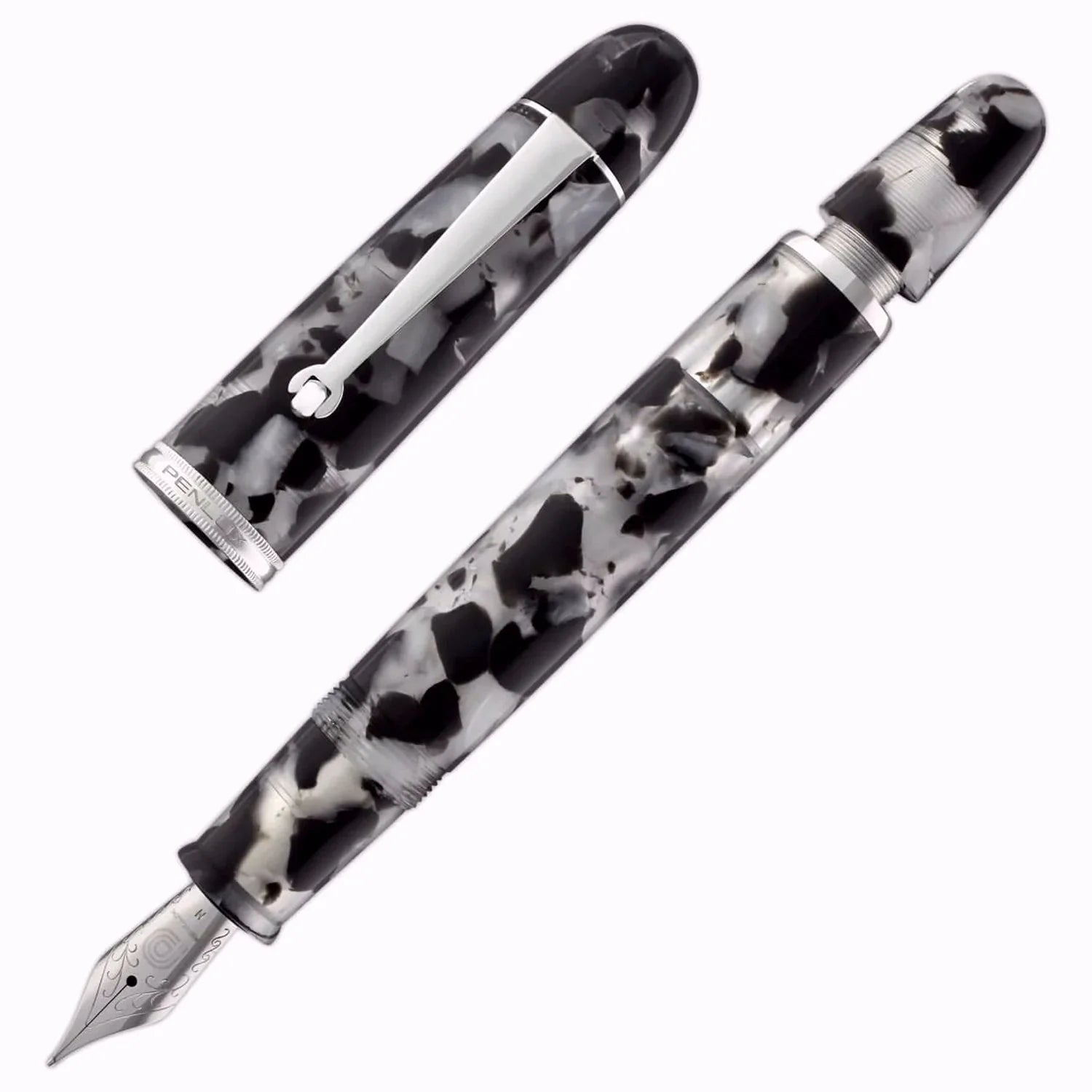 Penlux Masterpiece Grande Koi Black/White CT Fountain Pen